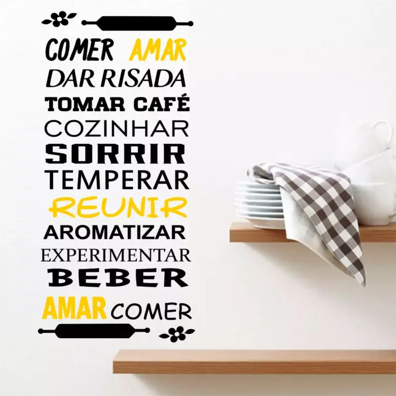 Adesivo de Parede Frase Comer Amar