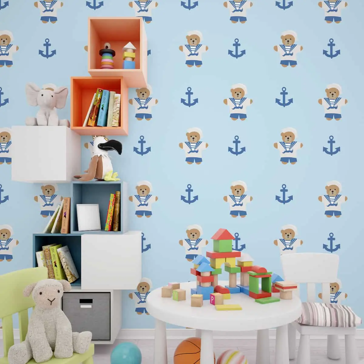 Papel de Parede Infantil Ursinho Marinheiro