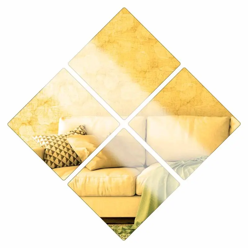 Espelho Decorativo Dourado Quadrados 4 Peças