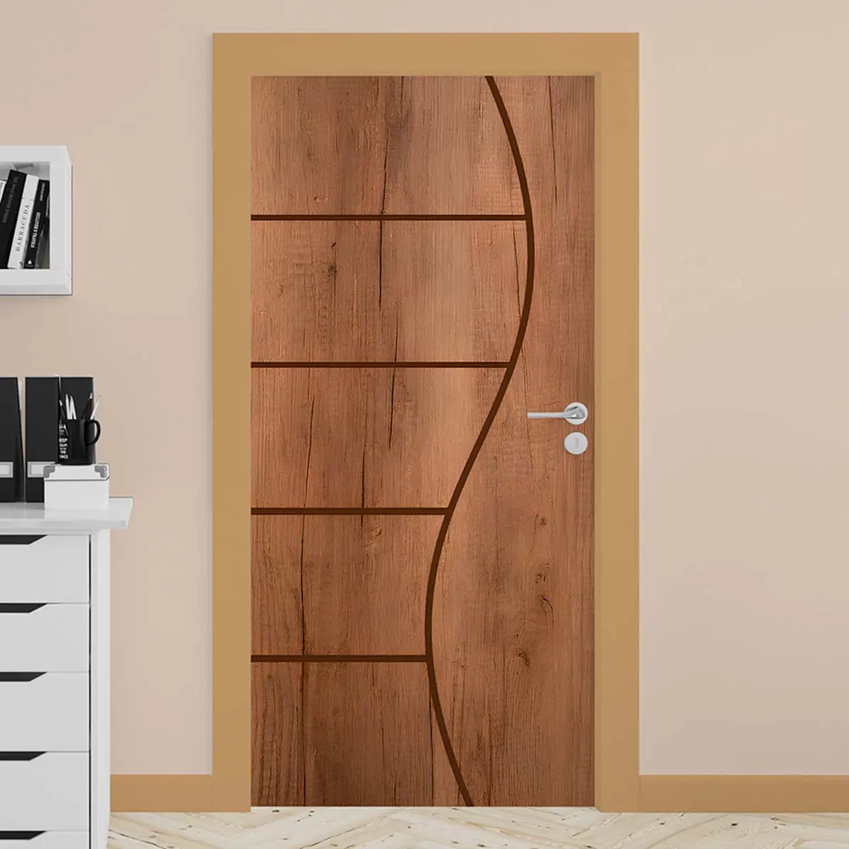 Adesivo para Porta Madeira com Friso 01