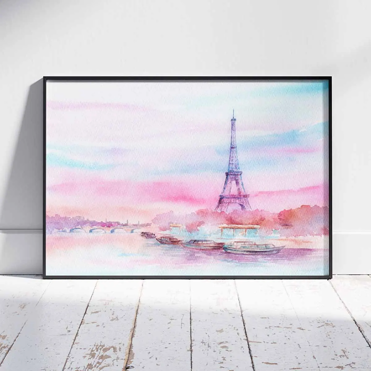 Quadro Decorativo Torre Eiffel Aquarela
