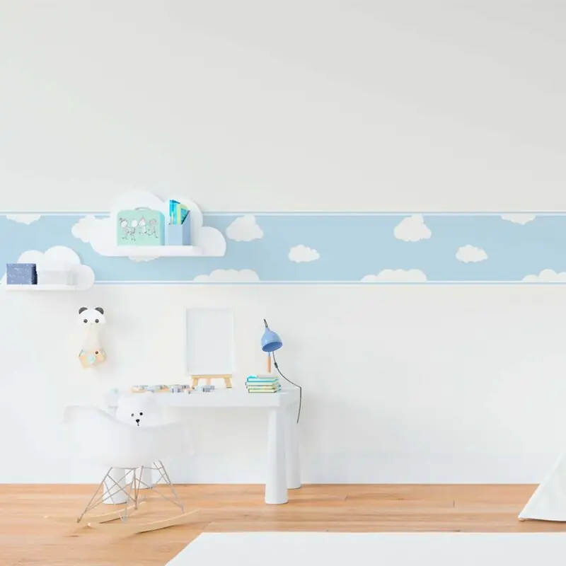 Faixa decorativa Azul infantil com nuvens