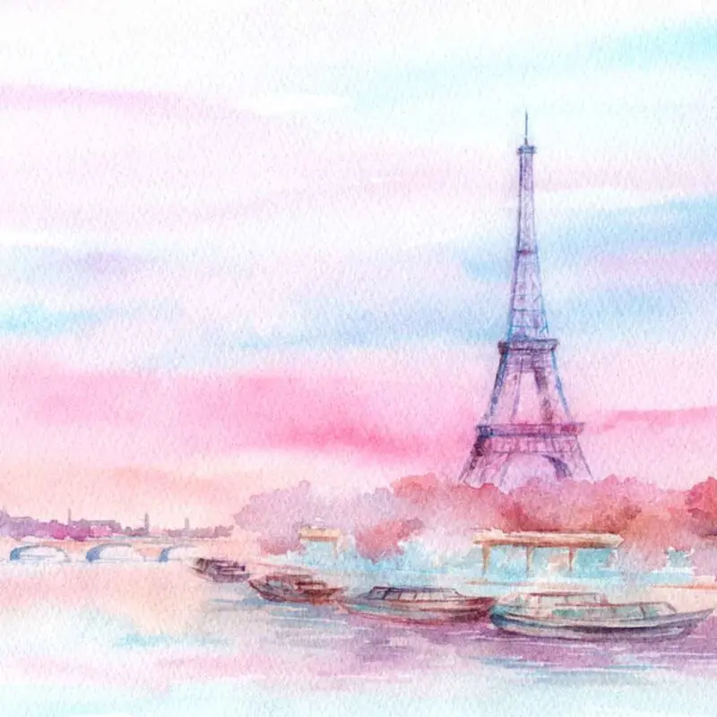 Quadro Decorativo Torre Eiffel Aquarela - Image 3