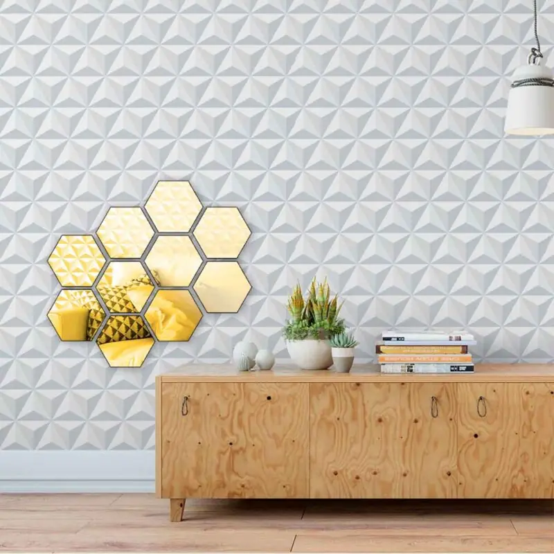 Espelho Decorativo Dourado Hexágonos 10 Peças - Image 2