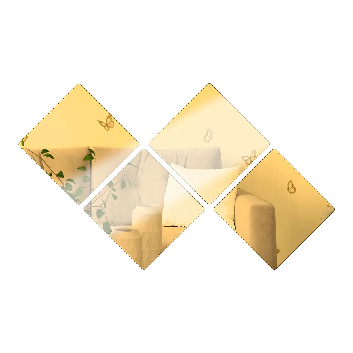 Espelho Decorativo Dourado Quadrados 4 Peças - Image 4