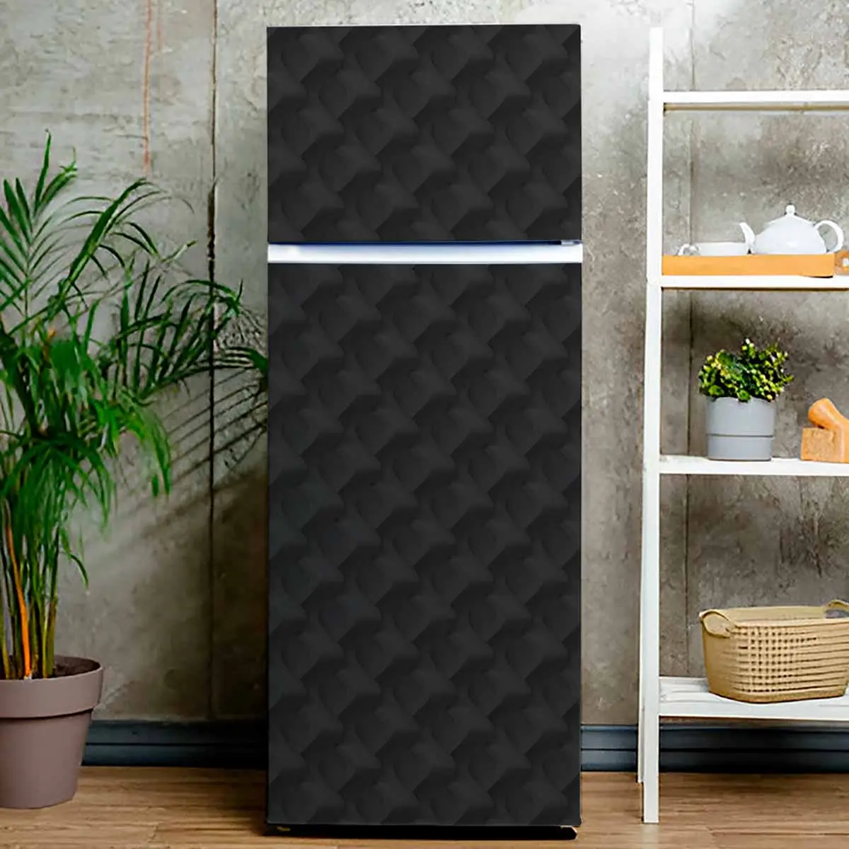 Adesivo para envelopamento de Geladeira Geométrica preta