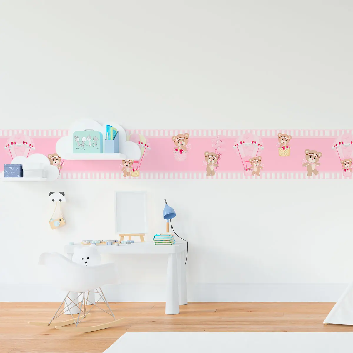 Faixa decorativa adesiva infantil ursinha balões