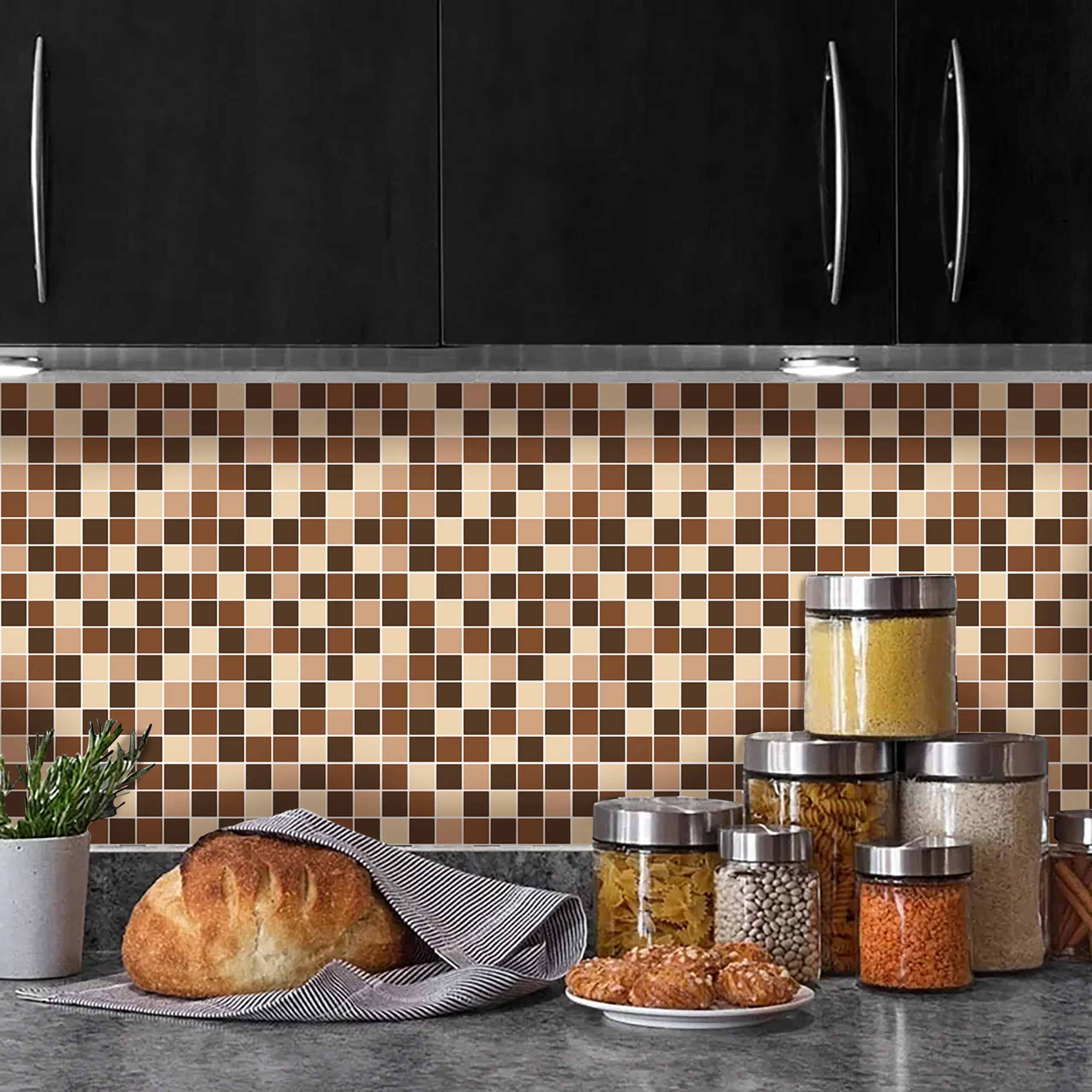 Kit 24 Adesivos Pastilha 15×15cm para Cozinha Lavável -  Tons de Chocolate