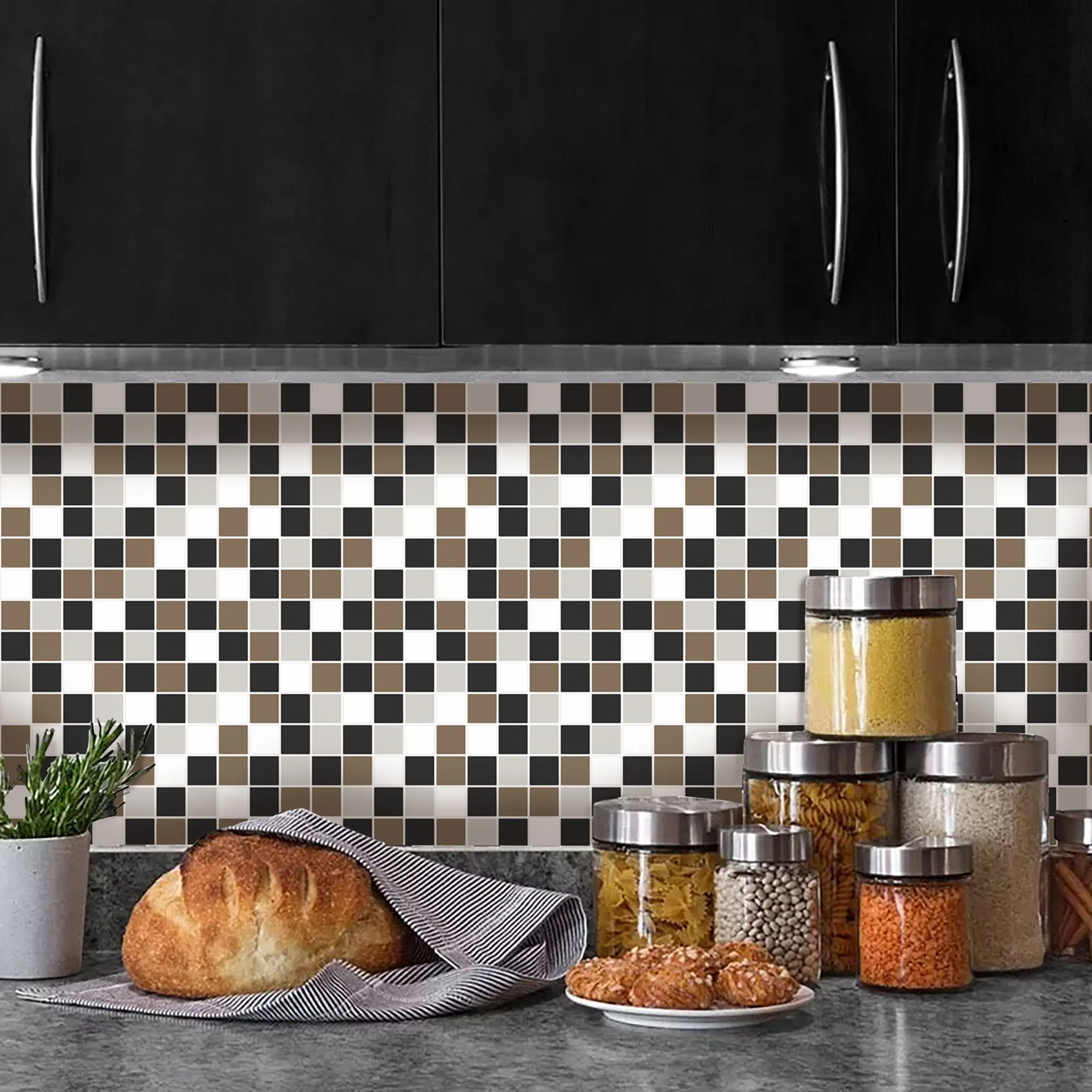 Kit 24 Adesivos Pastilha 15×15cm para Cozinha Lavável -  Marrom