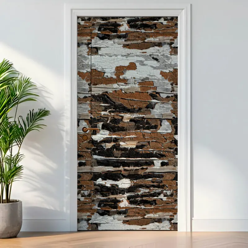 Adesivo para Porta Madeira Textura Desgastada